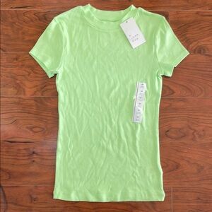 NWT A New Day Light Green Ribbed Short Sleeve Tee Shirt Top